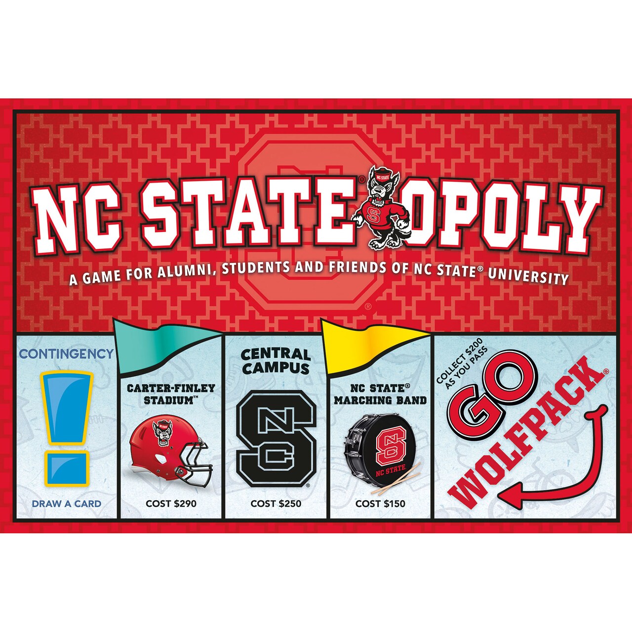 Late For The Sky: NC State-Opoly - University Themed Family Board Game, Opoly-Style Game Night, Traditional Play Or 1 Hr Version, Ages 8+, 2-6 Players
